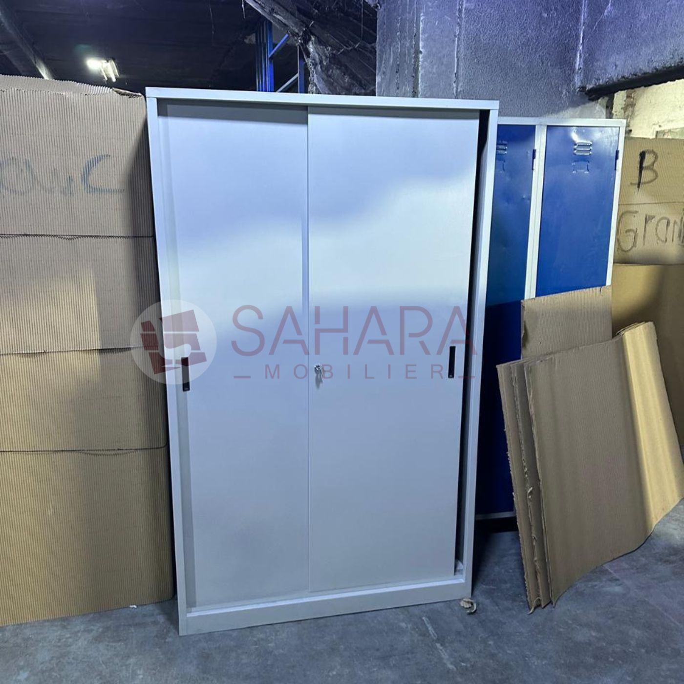 Armoire haute métallique avec 2 portes coulissantes Réf A0577