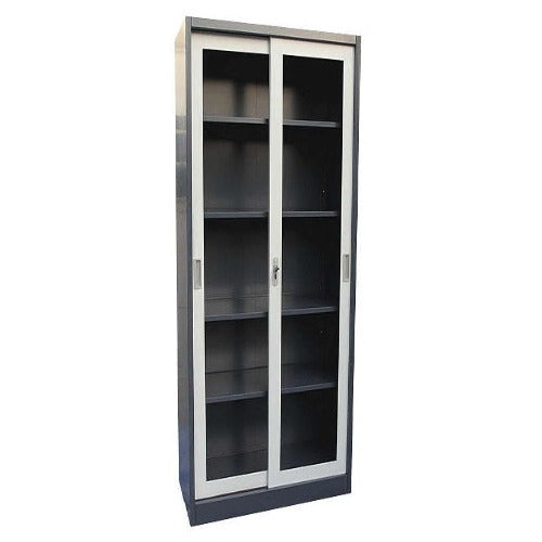 Armoire métallique semi vitré porte coulissante RefB2555