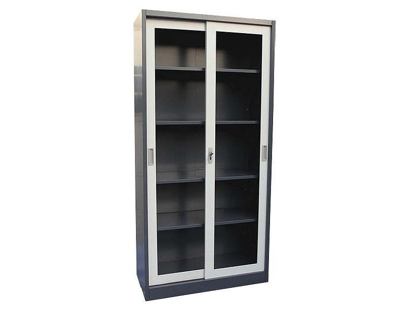 Armoire métallique semi vitré porte coulissante RefB2555