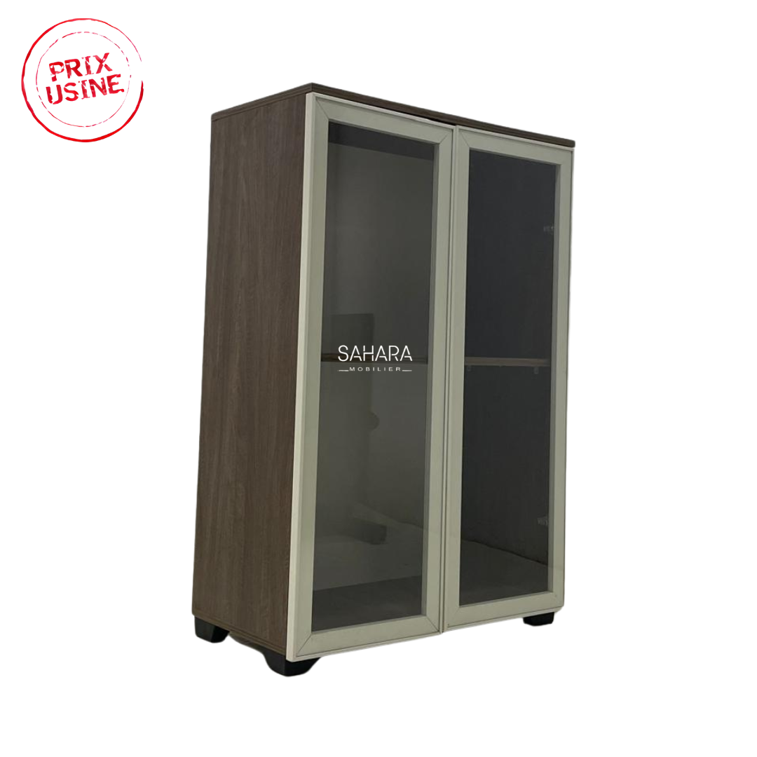 Armoire en bois bibliothèque basse vitrée Réf.B2847