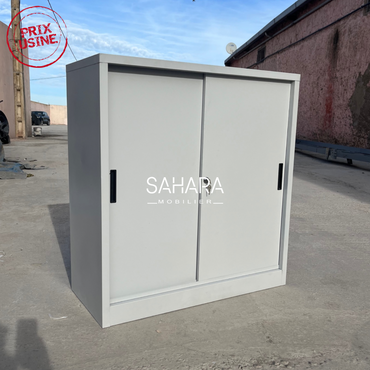 Armoire_basse_metallique_avec_2_portes_coulissantes_2 en gris