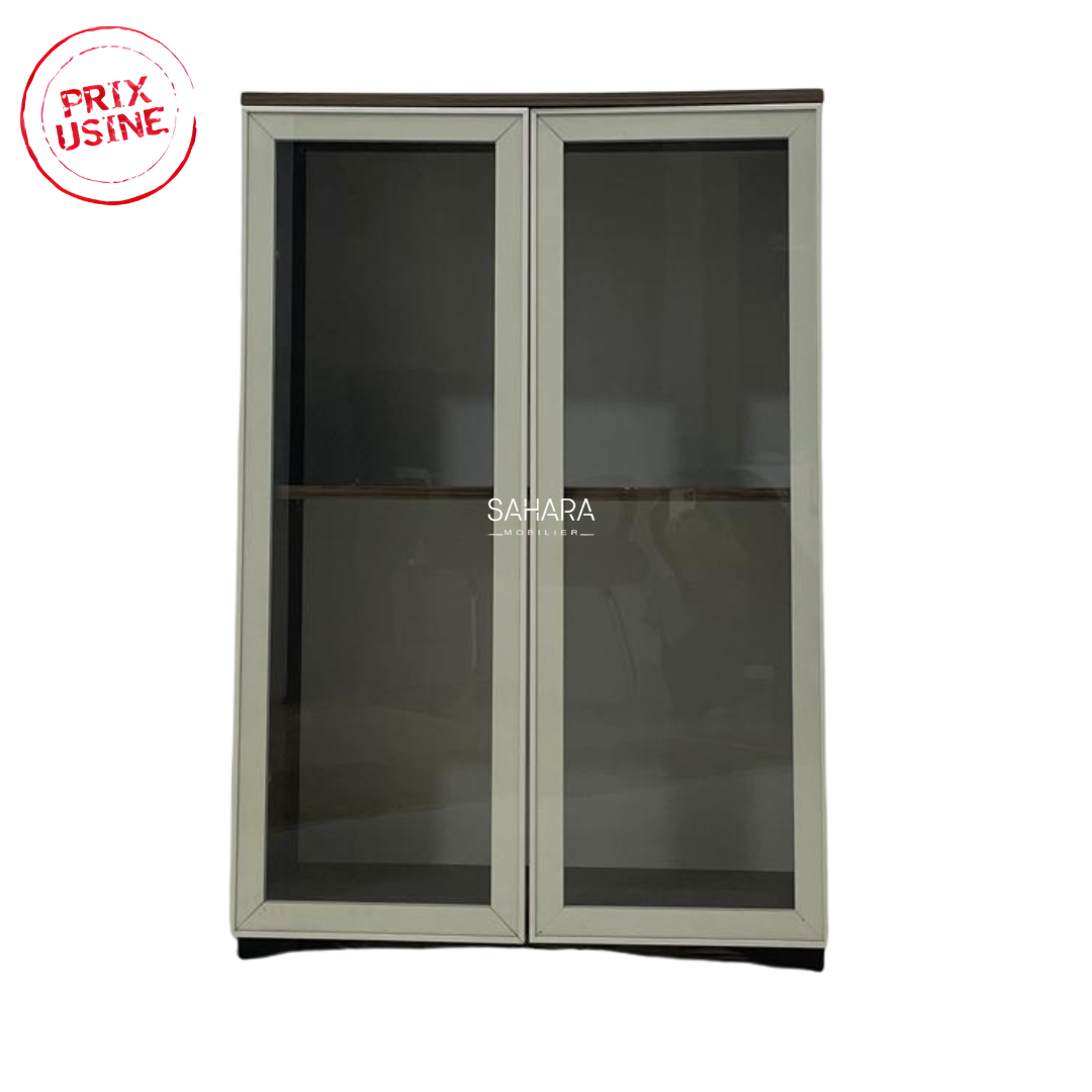 Armoire en bois bibliothèque basse vitrée Réf.B2847