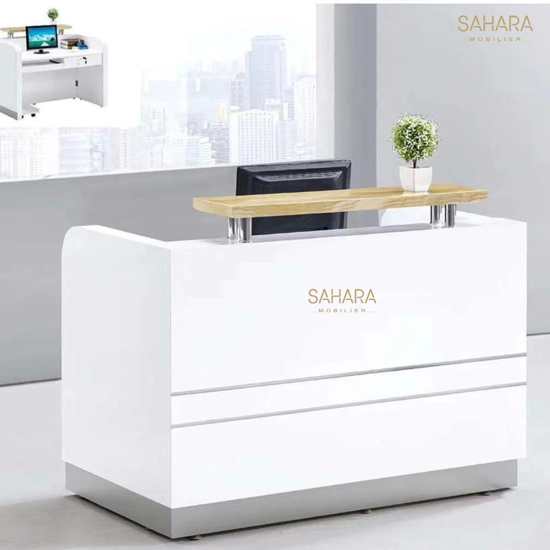 Bureau d'accueil rayé en Blanc Réf B2924