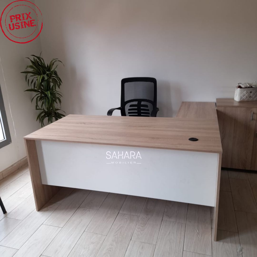 Bureau de direction avec retour et caisson fixe