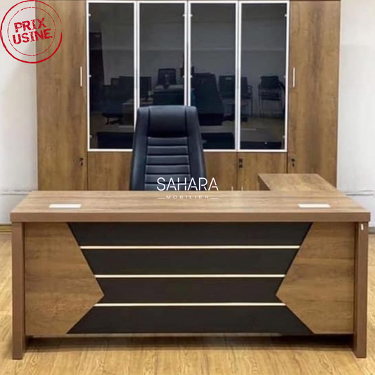 Bureau pour directeur au piètement Bois avec retour fixe