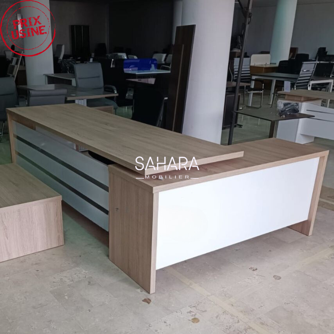 bureau de direction en MDF et blanc et beige
