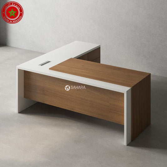Ce bureau de direction au design contemporain avec retour est un meuble de la gamme moderne