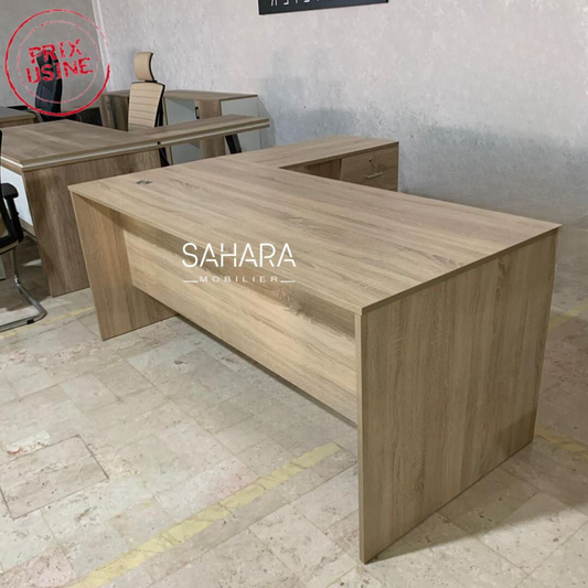 Bureau de direction avec retour fixe et caisson mobile