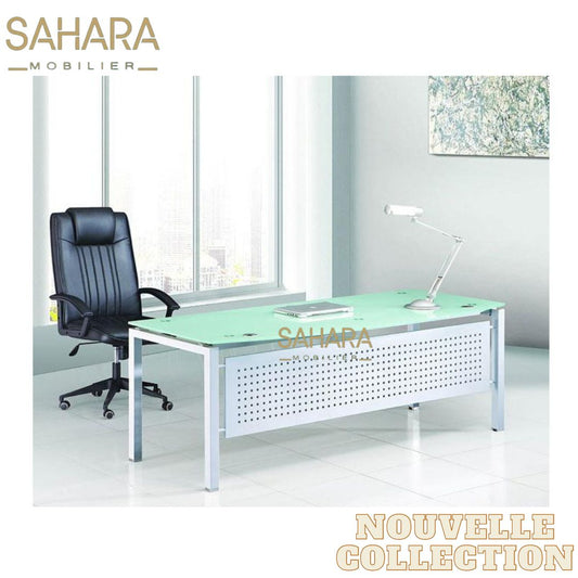 Bureau ICE avec retour en verre et métal Réf B2698
