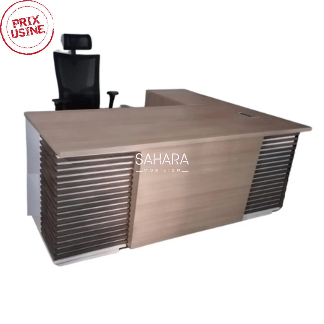 Bureau de direction avec retour avec des rayures sur les deux cotés