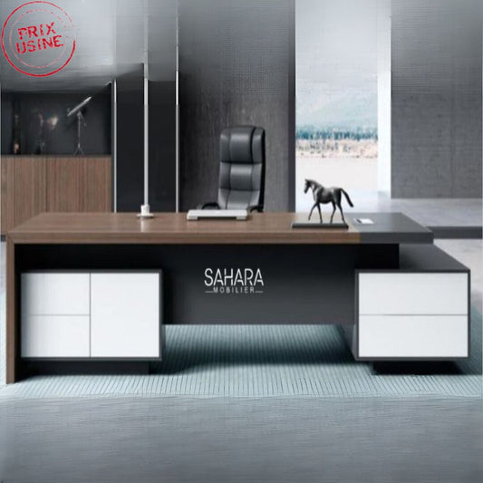 Bureau de direction avec retour fixe et caisson mobile