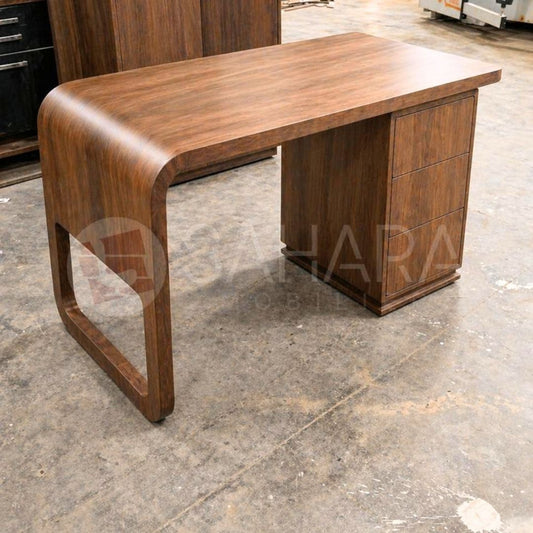 bureau de travail arrondi avec caisson fixe de Sahara Mobilier