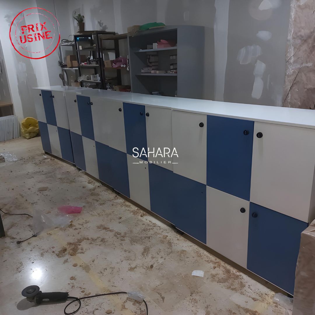 Casier en bois 6 Serrure code en blanc Réf. B1640