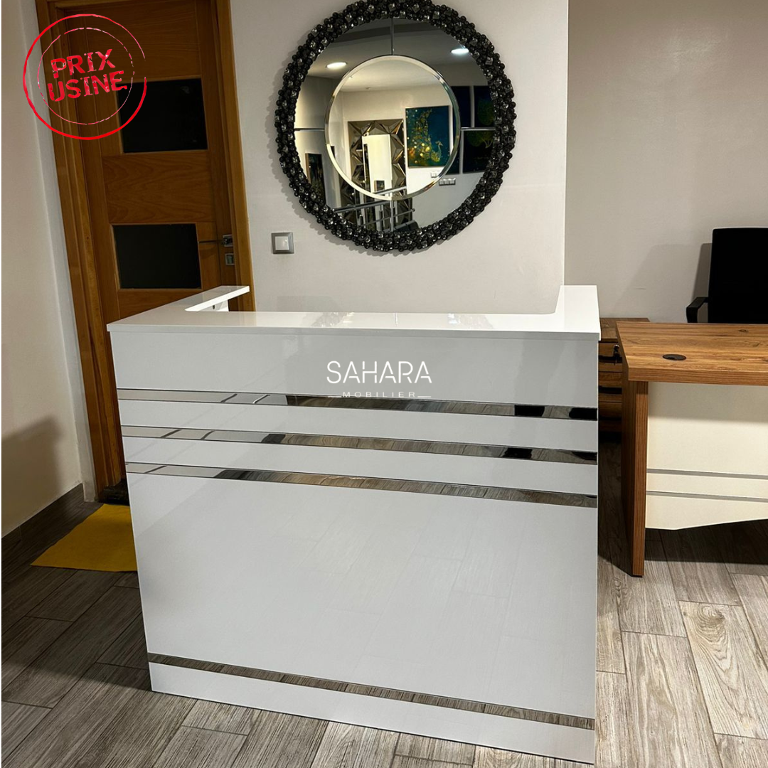 Comptoir de réception en bois blanc Réf B3869