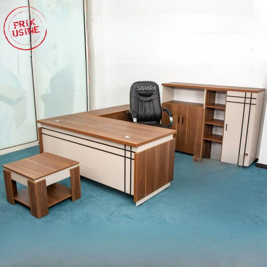 Pack Bureau ARLA ( Bureau 160cm avec Retour + Caisson + Bahut 160cm + Table Basse ) Réf B3614