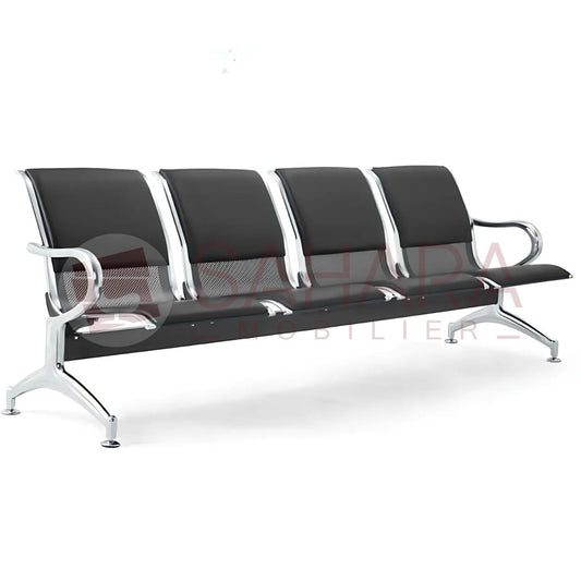 Banquette de réception 4 places chromé avec 2 accoudoirs Réf. B1854