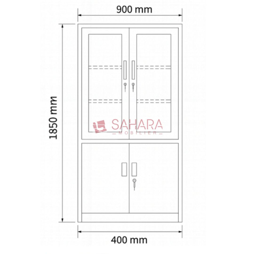 Armoire métallique 4 portes semi-vitré Réf C0302