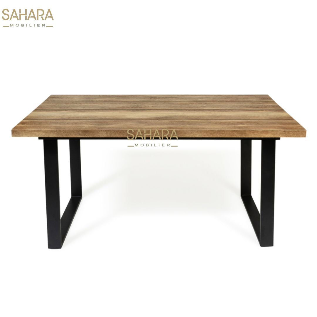 TABLE À MANGER BLANCA 6 PERSONNES PLATEAU AJOURÉ EFFET LATTES 160 CM Réf B2767