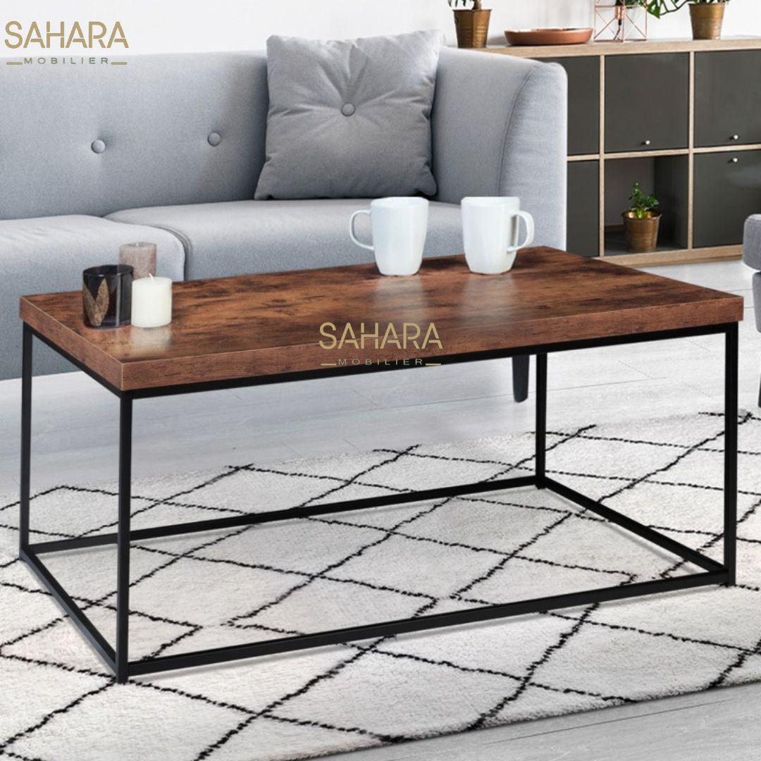TABLE BASSE PLATEAU ÉPAIS DESIGN INDUSTRIEL Réf B2458