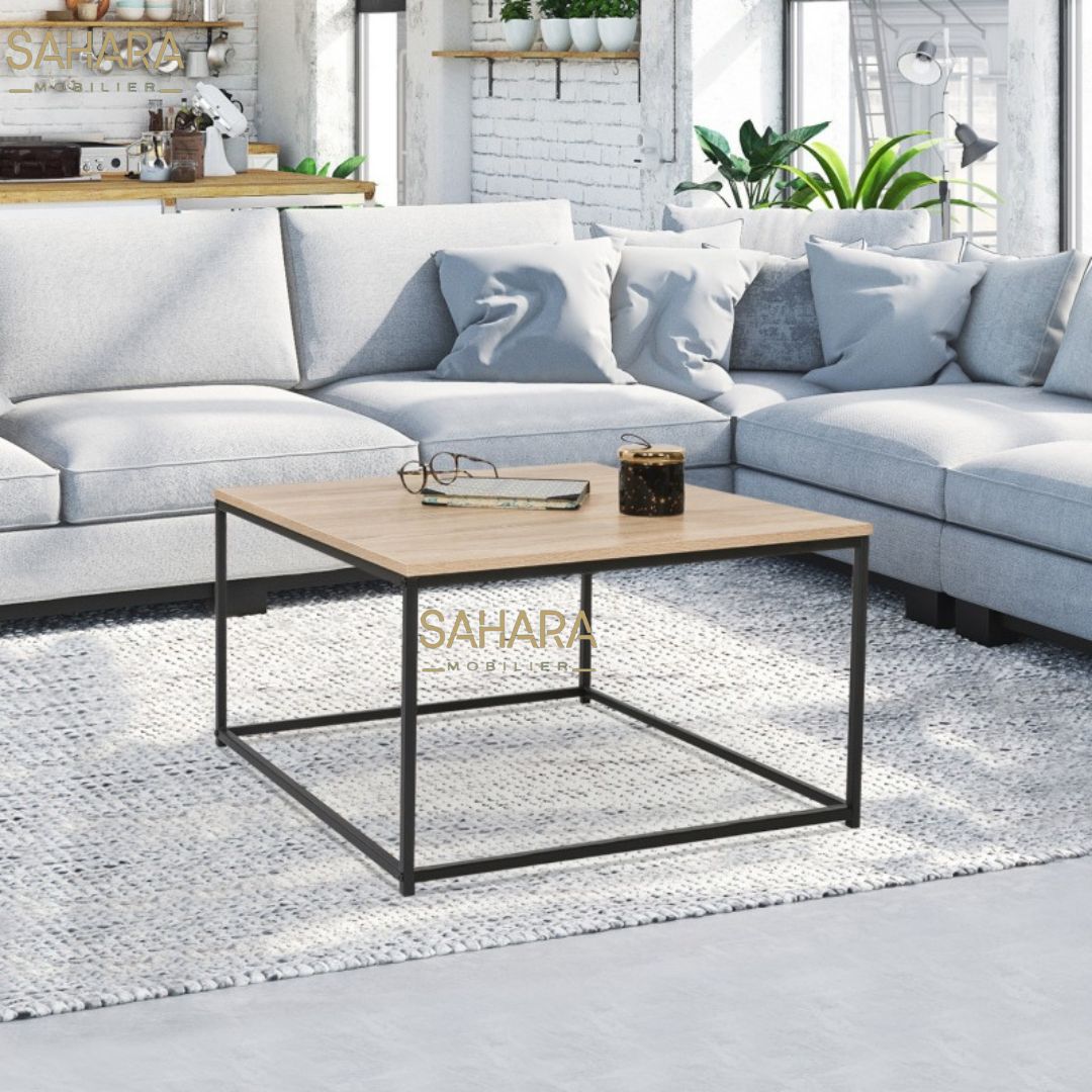 TABLE BASSE CARRÉE 70 CM DESIGN INDUSTRIEL Réf B2454