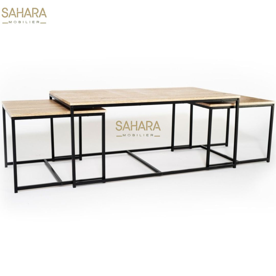 LOT DE 3 TABLES BASSES GIGOGNES DESIGN INDUSTRIEL Réf B2779
