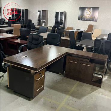 Ensemble Bureau CORTINAL ( Bureau 160cm avec Caisson fixe  + Retour Mobile + Armoire Bibliothéque + Pack Fauteuils ) Réf B3629