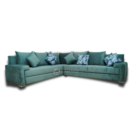 Fauteuil canapé pour restaurant en velours verts avec petits coussin