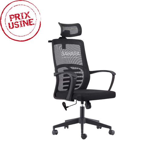 Fauteuil de bureau de direction en MeSH avec têtière réglable, les accoudoirs sont fixé sur la structure du fauteuil