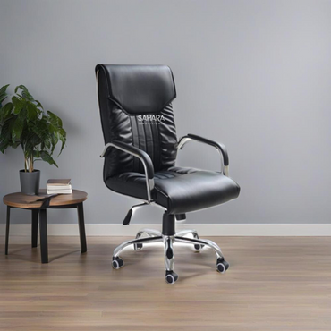 Fauteuil de bureau de direction  en simili cuir noir avec accoudoirs