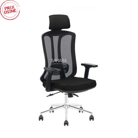 Fauteuil en MeSH sur roulettes forme étoile accoudoirs en PVC ajustable
l'assise en mousse couleur noir