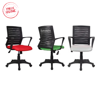 Fauteuil en MeSH avec roulettes chromé et des accoudoirs fixé sur le dossier et l'assise piètements PVC