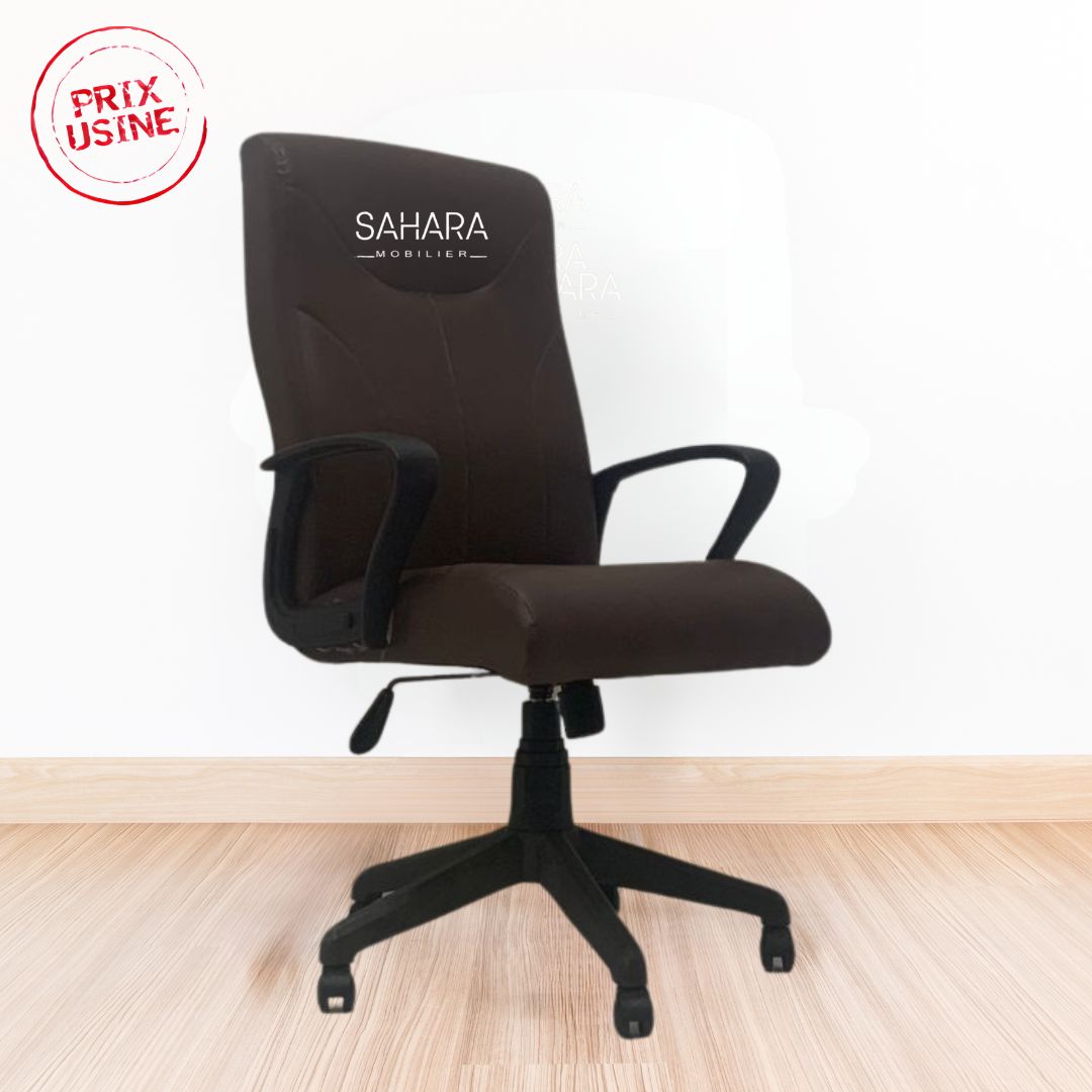 fauteuil en simili cuir roulant marron piètement en PVC