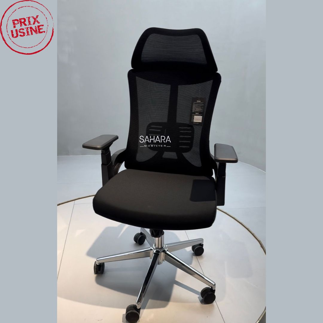 Fauteuil président en MeSH avec accoudoirs réglable et têtiere