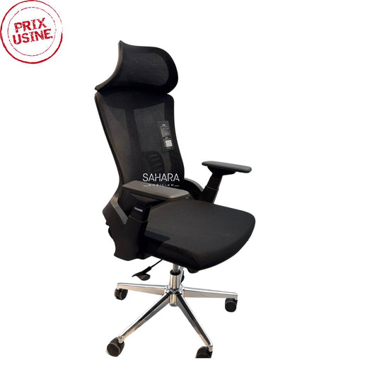 Fauteuil président en MeSH avec accoudoirs réglable et têtiere