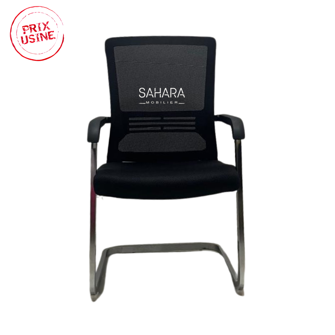 Fauteuil visiteur En MeSH  avec accoudoirs forme L fixés sur le dossier et l'assise