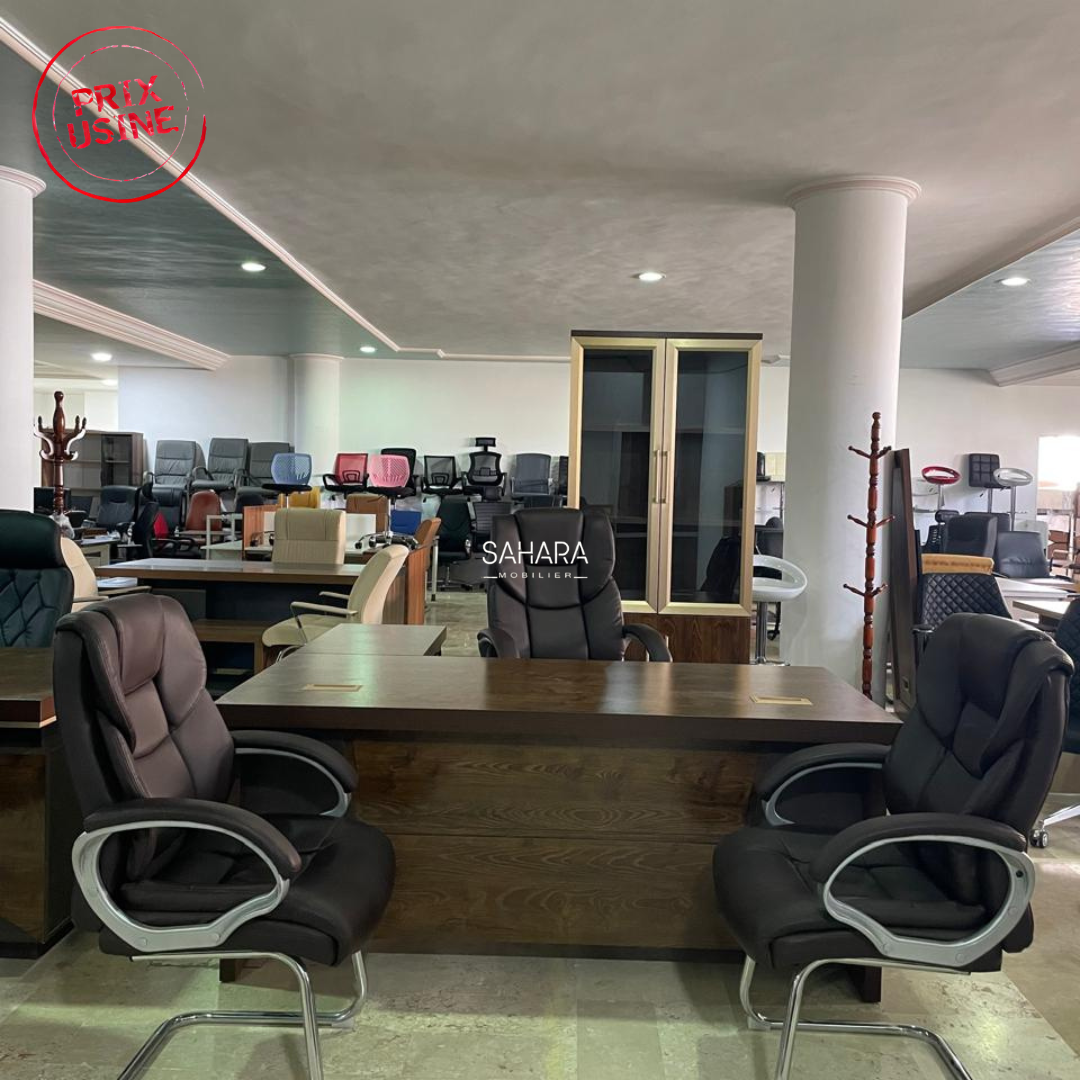 Pack Bureau CUSTOMIZE ( Bureau 160cm + Retour mobile +Caisson + Armoire Bibliothèque + Ensemble Fauteuils) Réf B3637