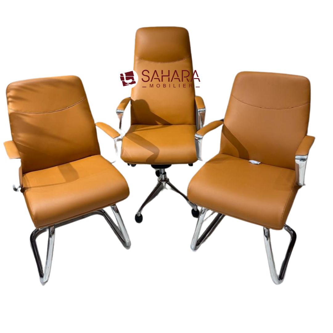 ensemble de fauteuil en simili cuir Camel