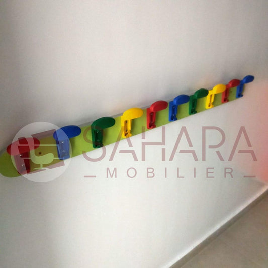 Porte-Manteau Mural en Bois avec Crochets Multicolores