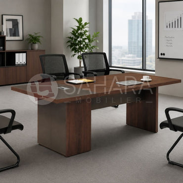 Table de réunion moderne au design sobre et élégant, idéale pour les salles de réunion, espaces de conférence et bureaux de direction.