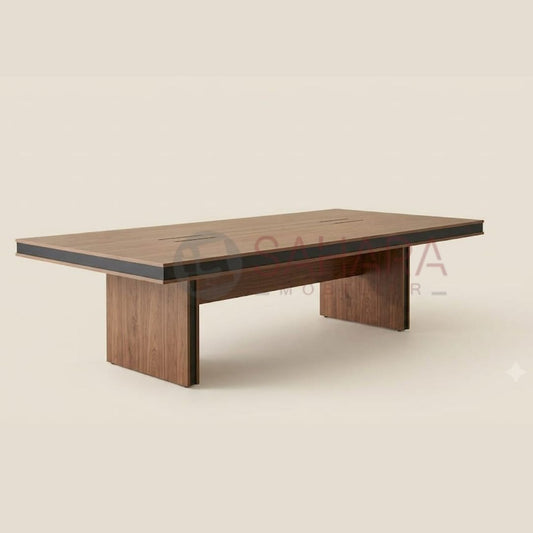 Table de réunion de forme rectangulaire appui sur deux pieds panneaux | sahara mobilier