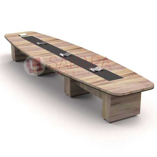 Type : Table de réunion rectangulaire avec extrémités galbées
Dimensions généreuses : L6,20 m x P1,60 m au centre / 1,00 m aux extrémités x H0,74 m
Capacité d’accueil : Convient pour 16 à 20 personnes selon l’agencement
Matériaux; fabrication :
Plateau et pieds réalisés en MDF haute densité, plaqué bois véritable pour une finition élégante
Épaisseur du plateau et des pieds : 40 mm – solidité et robustesse assurées
Placage bois naturel :