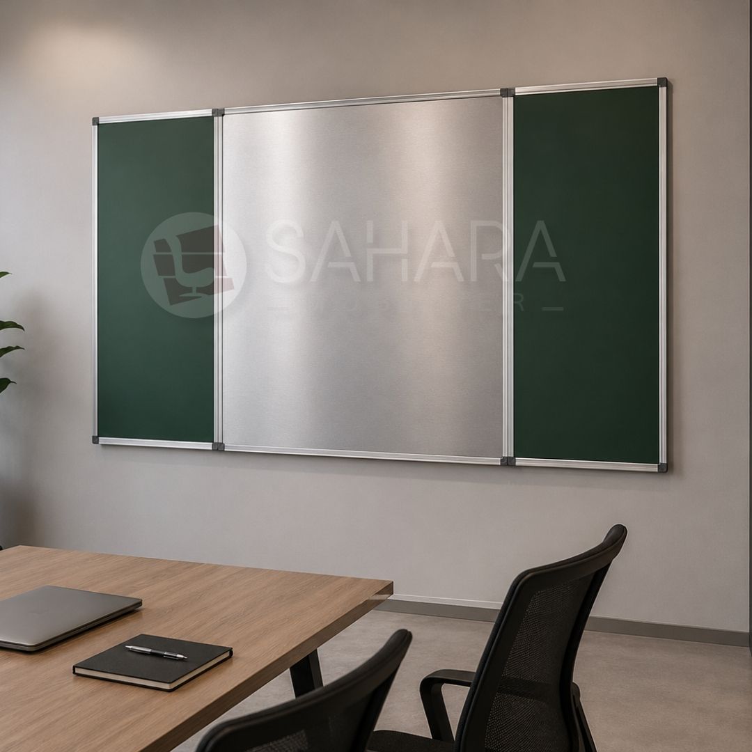 Tableau scolaire Triptyque 2 portes a craie sahara mobilier