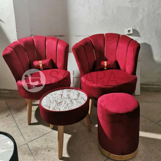 Pack 2 chaise fauteuils + table + Pouf Réf B4600