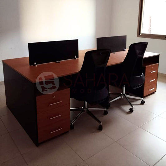 Bureau Bench 4 positions avec caissons Réf.  B2151