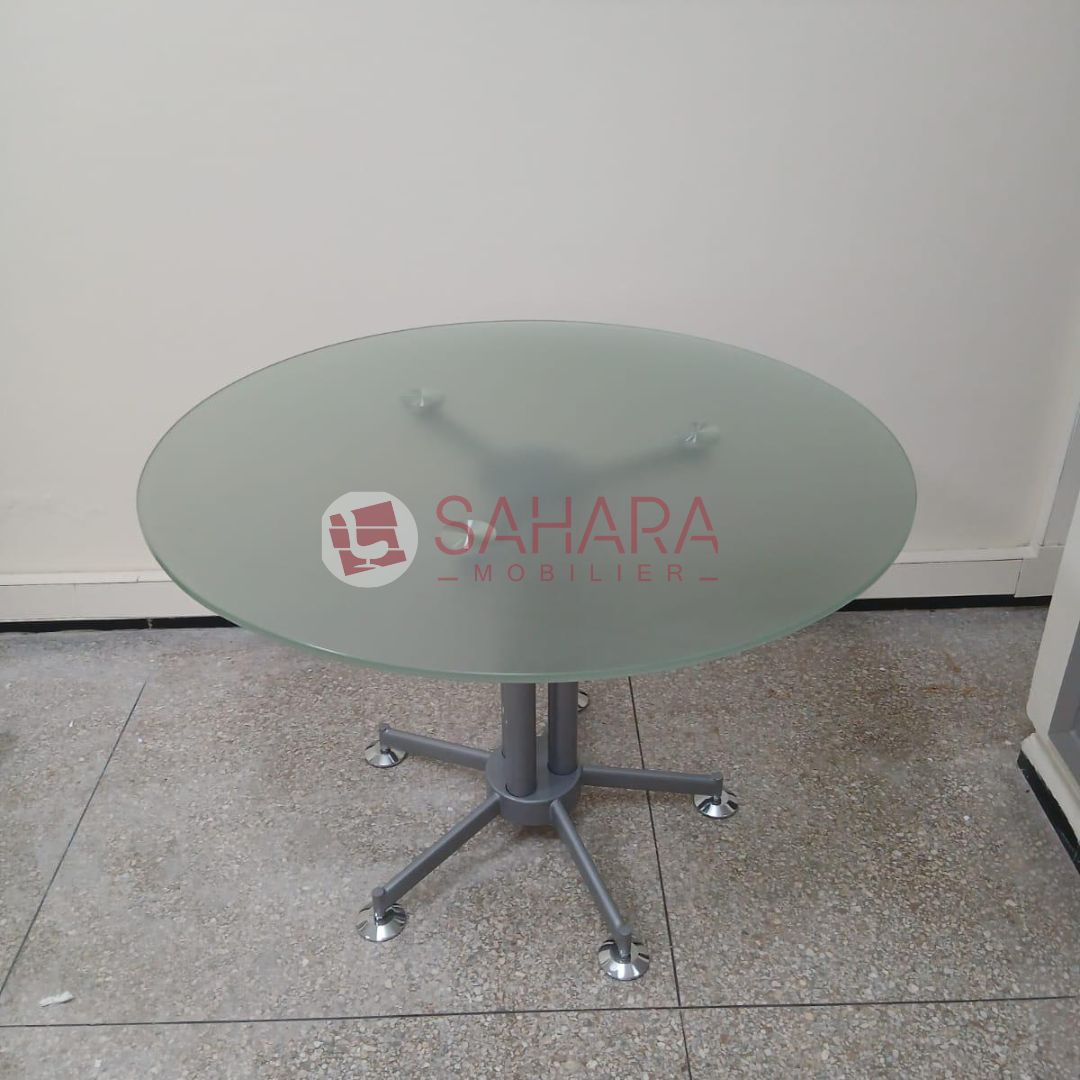 Table de reunion ronde en verre 105 cm Réf. B2701