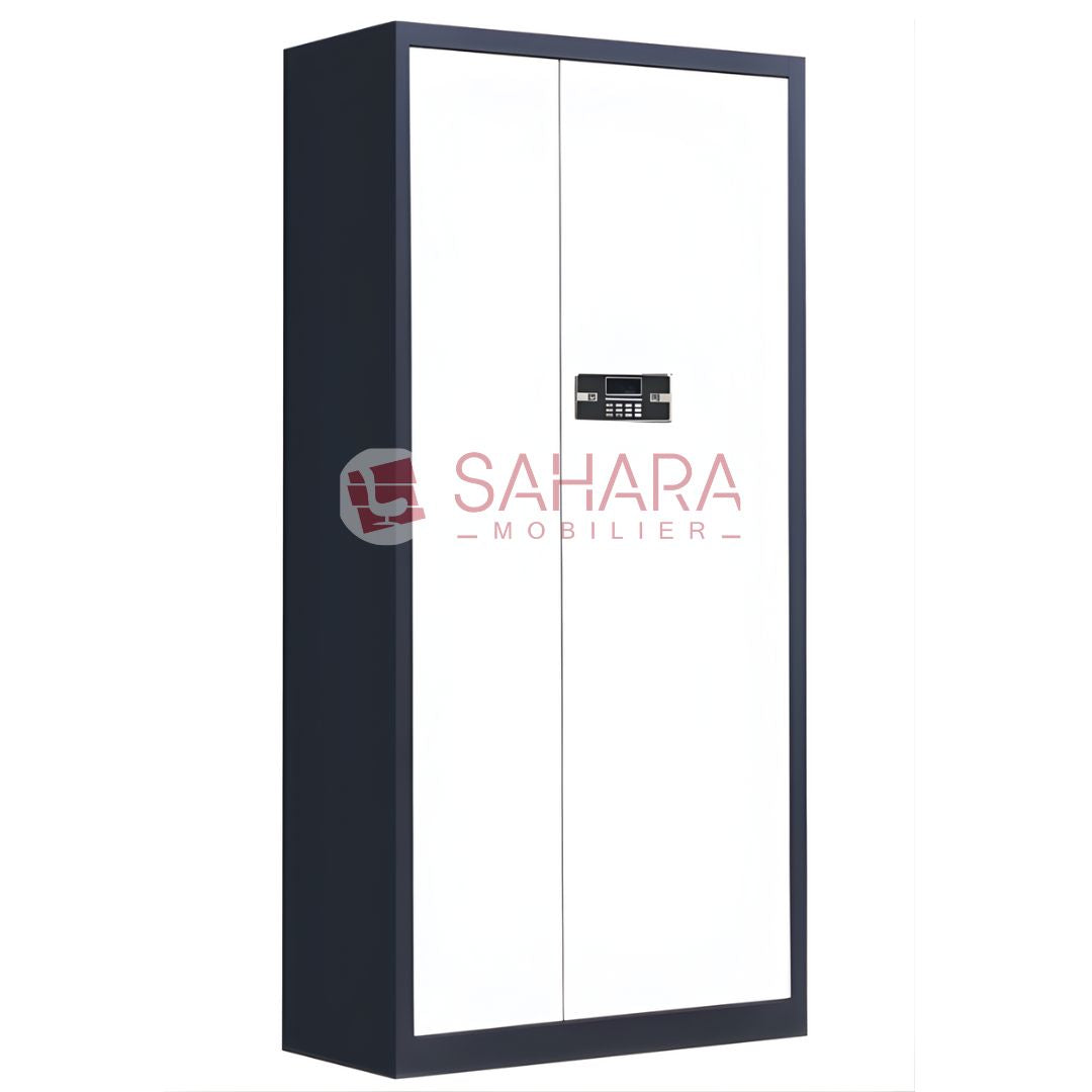 armoire métallique porte battante avec serrure électrique.