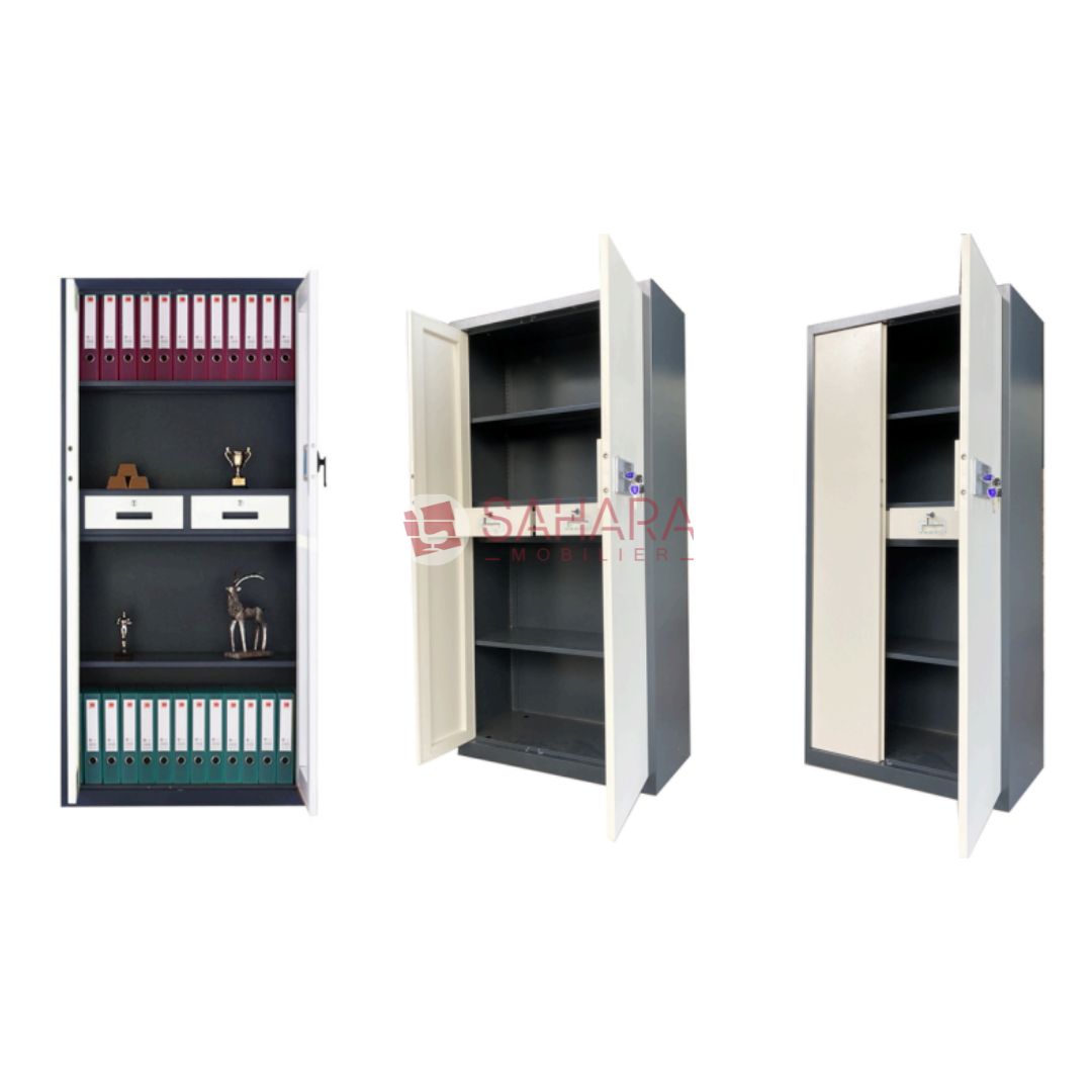 armoire portes battantes en métal avec serrure