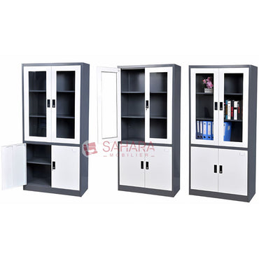 armoire métallique semi-vitré 4 portes battantes avec serrure