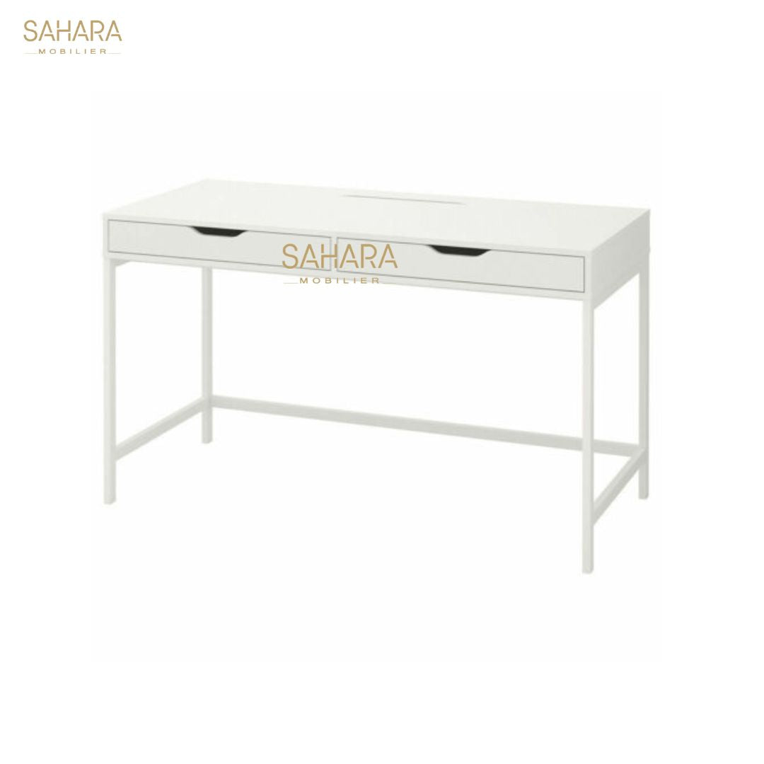 Bureau BLANCO avec 2 tiroirs en Bois et Métal Réf B2969