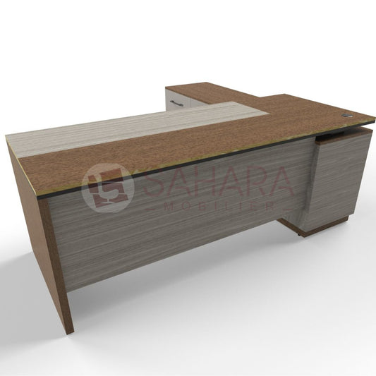 Bureau de direction avec retour fixe avec des niche et caisson mobile